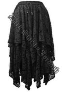 Skirt Lace Irregular Hem Black