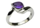 Silver Ring Amethyst Tear Drop