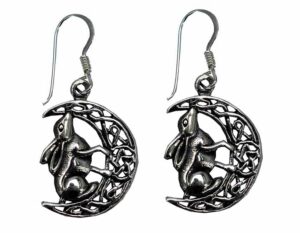 Silver Earring Hare On Moon Lisa Parker Licensed