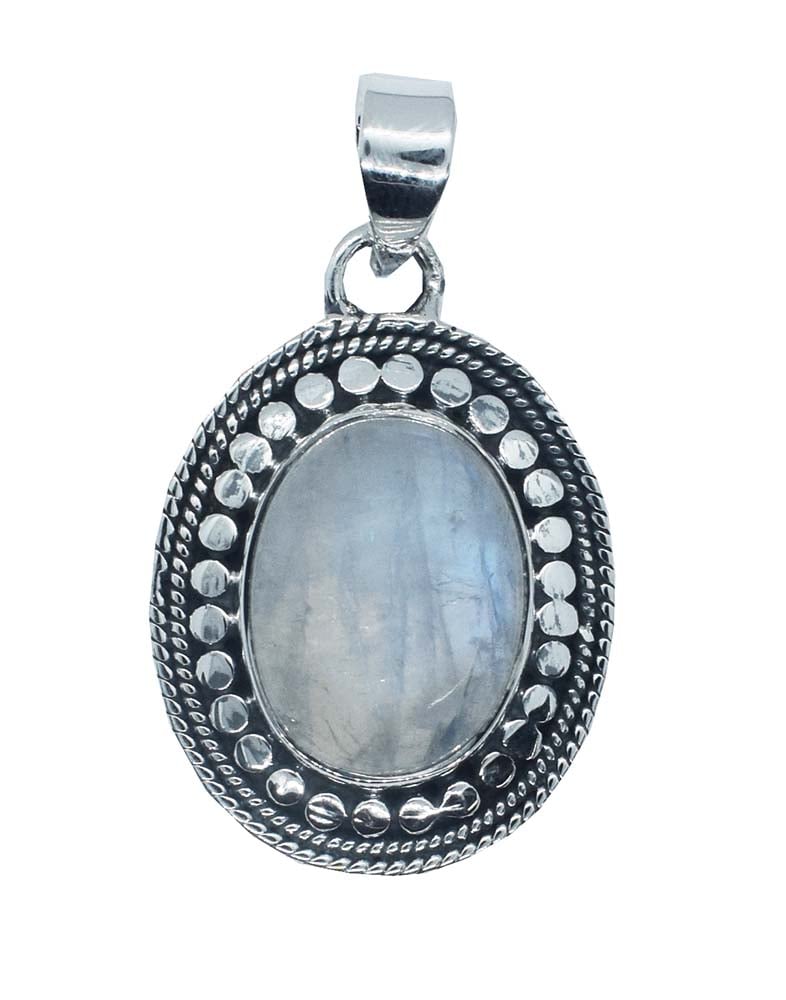 Silver Pendant Rainbow Moonstone Cab
