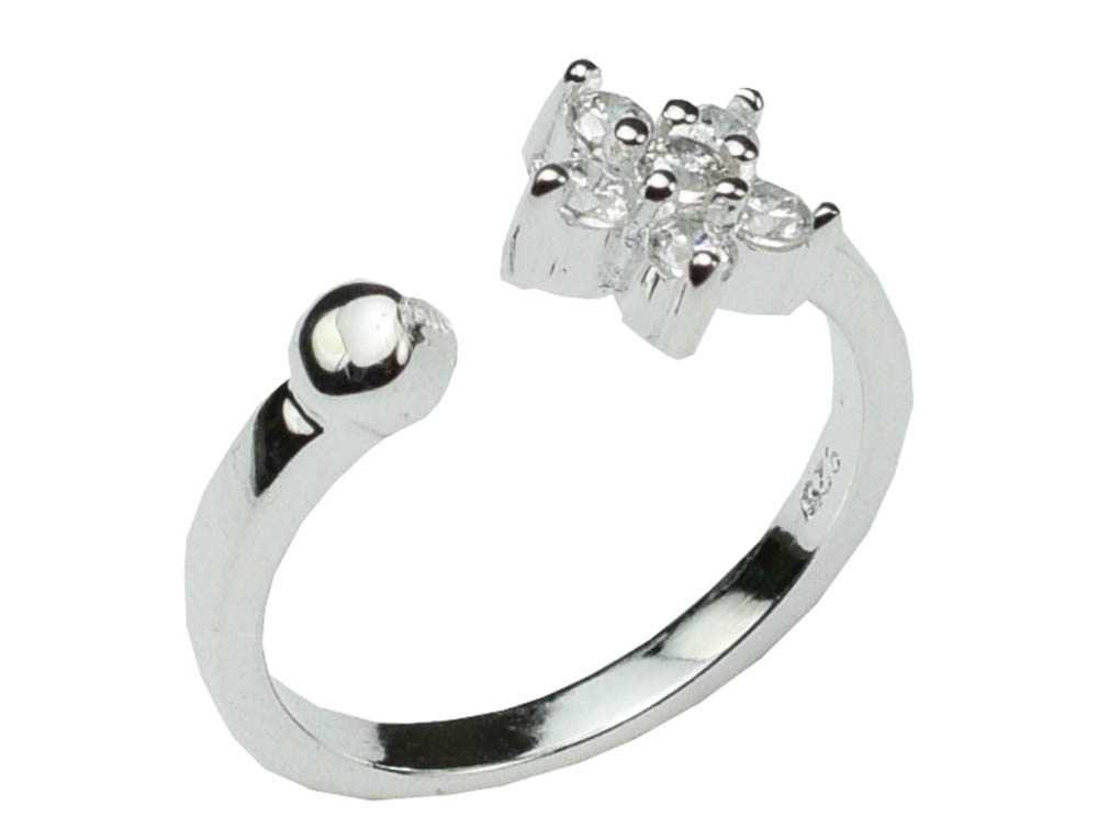 Silver Ring For Children Flowe