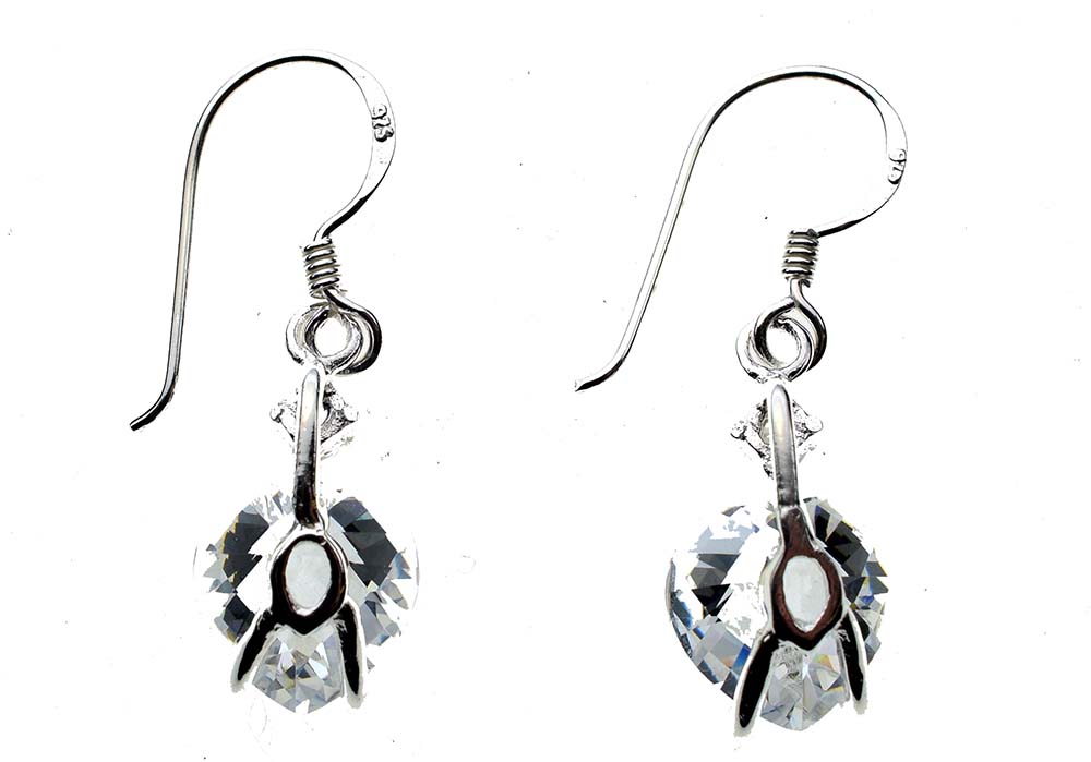 Silver Earring Heart Clear