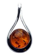 Silver Pendant Amber Circle