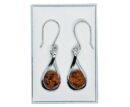 Silver Earring Amber Oval