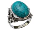 Silver Ring Turq Circle