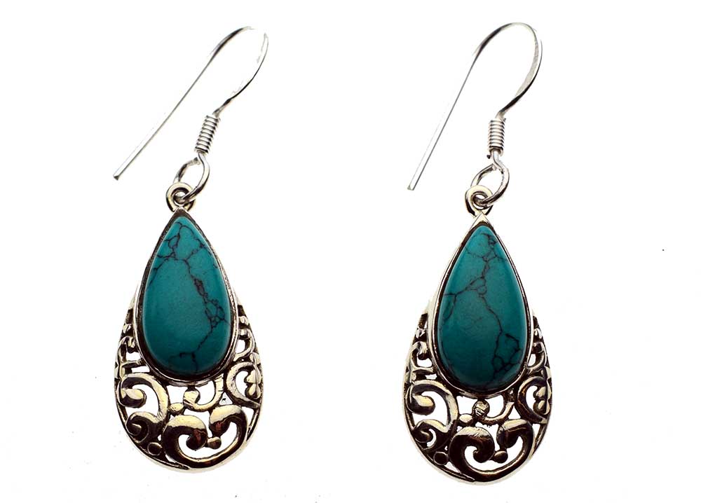 Silver Earring Turquoise Drop