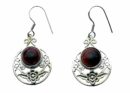 Silver Earring Garnet Circle