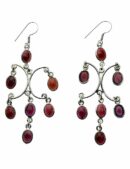 Silver Earring Garnet Stones