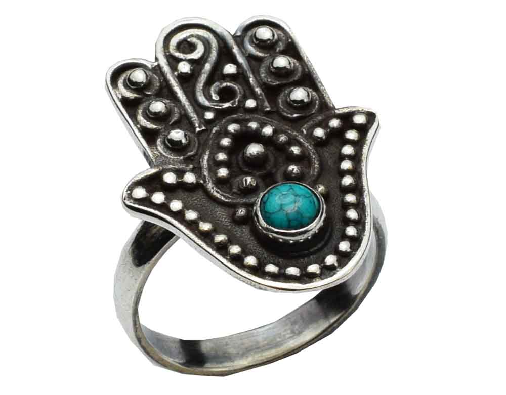 Silver Ring Turquoise Hand