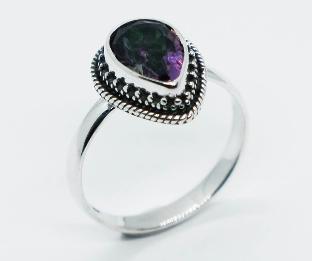 Silver Ring Mystic Quartz Cut