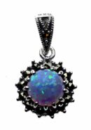Silver Pendant Marcasite Blue