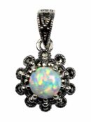 Silver Pendant Marcasite Opal