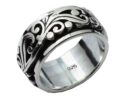 Silver Ring Band Floral Design