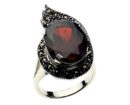 Silver Ring Marcasite Garnet