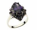 Silver Ring Marcasite Amethyst
