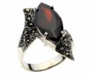 Silver Ring Marcasite Garnet