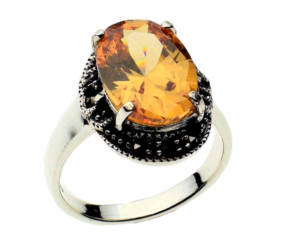 Silver Ring Marcasite Citrine
