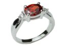 Silver Ring Oval CZ Garnet