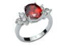 Silver Ring Oval CZ Garnet