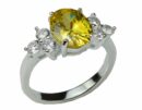 Silver Ring Oval CZ Citrine