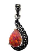 Silver Pendant Marcasite Pink