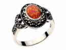 Silver Ring Marcasite Pink