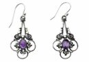 Silver Earring Oval Amethyst