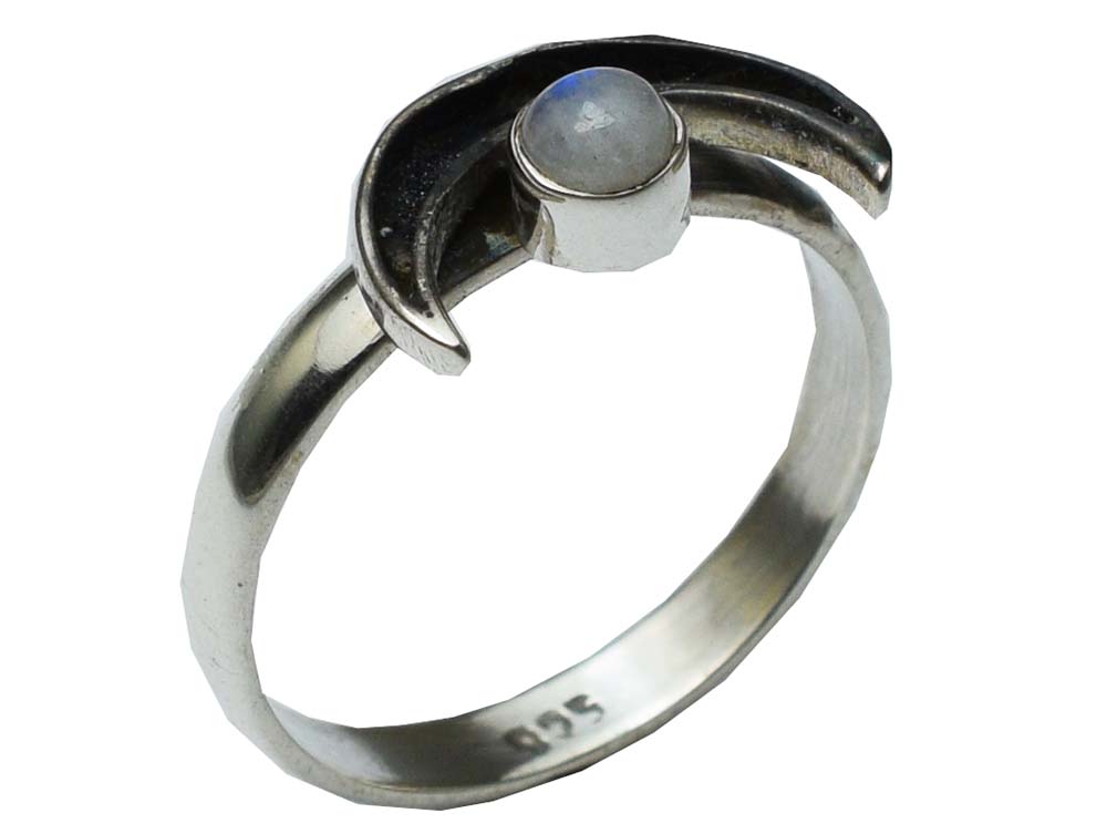 Silver Ring Half Moon Rainbow