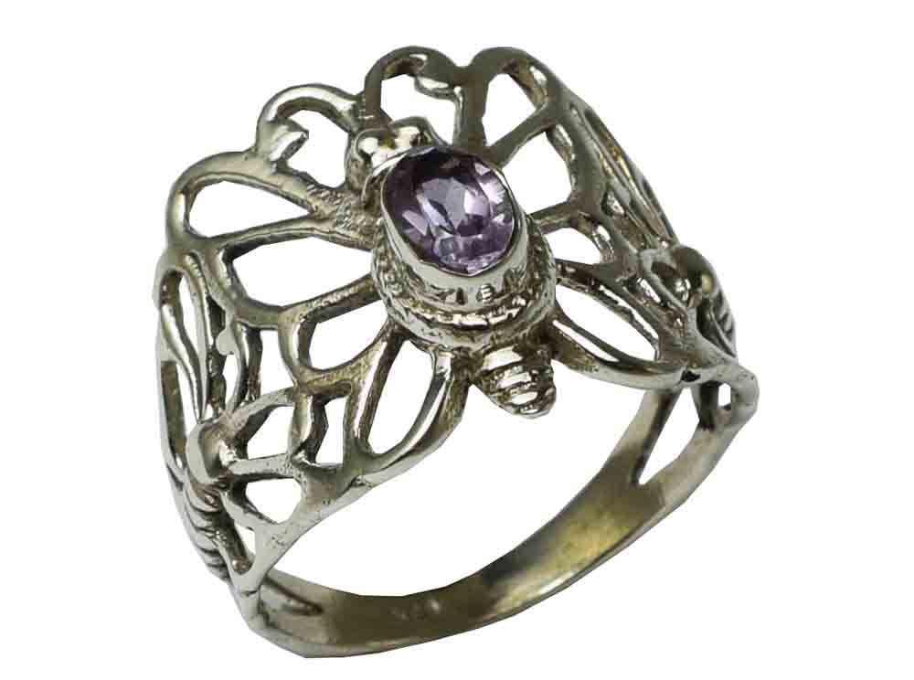 Silver Ring Butterfly Amethyst