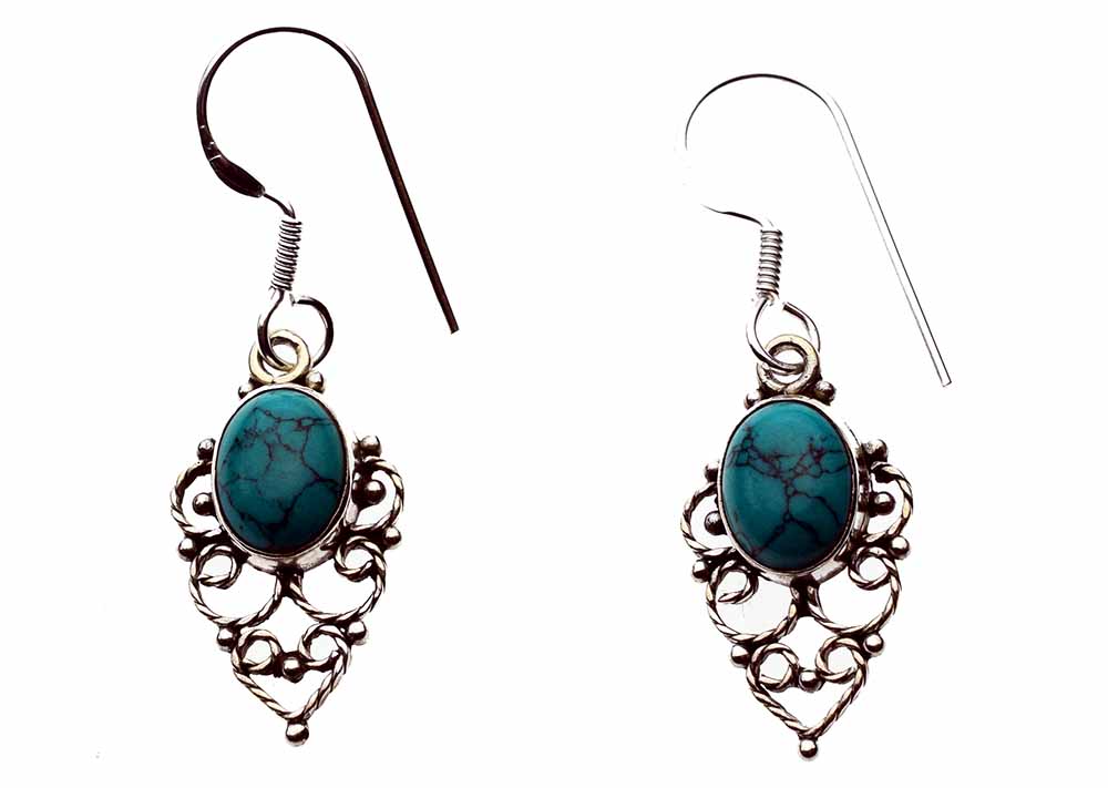 Silver Earring Oval Turquoise