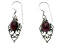 Silver Earring Oval Garnet
