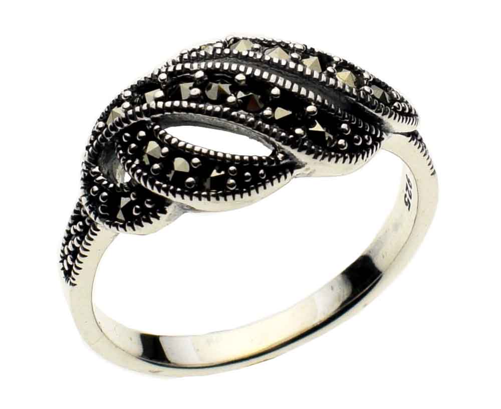 Silver Ring Marcasite Wavy