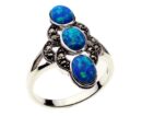 Silver Ring Marcasite Blue