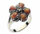 Silver Ring Marcasite Pink