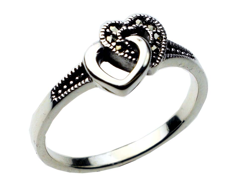 Silver Ring Marcasite Heart