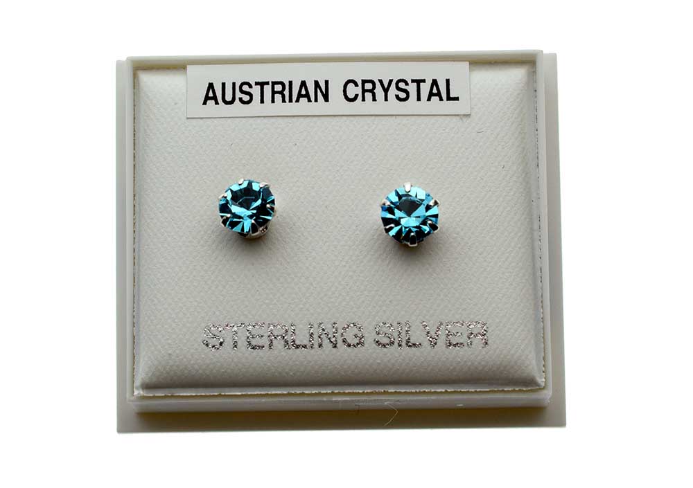 Silver Earring Stud Aqua