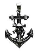 Silver Pendant Anchor Skull