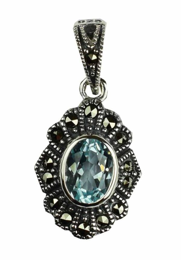 Silver Pendant Marcasite Topaz