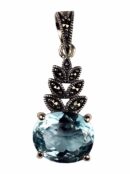 Silver Pendant Marcasite Topaz