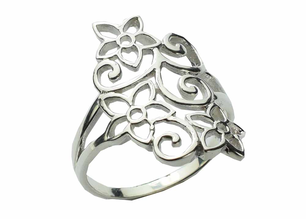 Silver Ring Flowers Cut