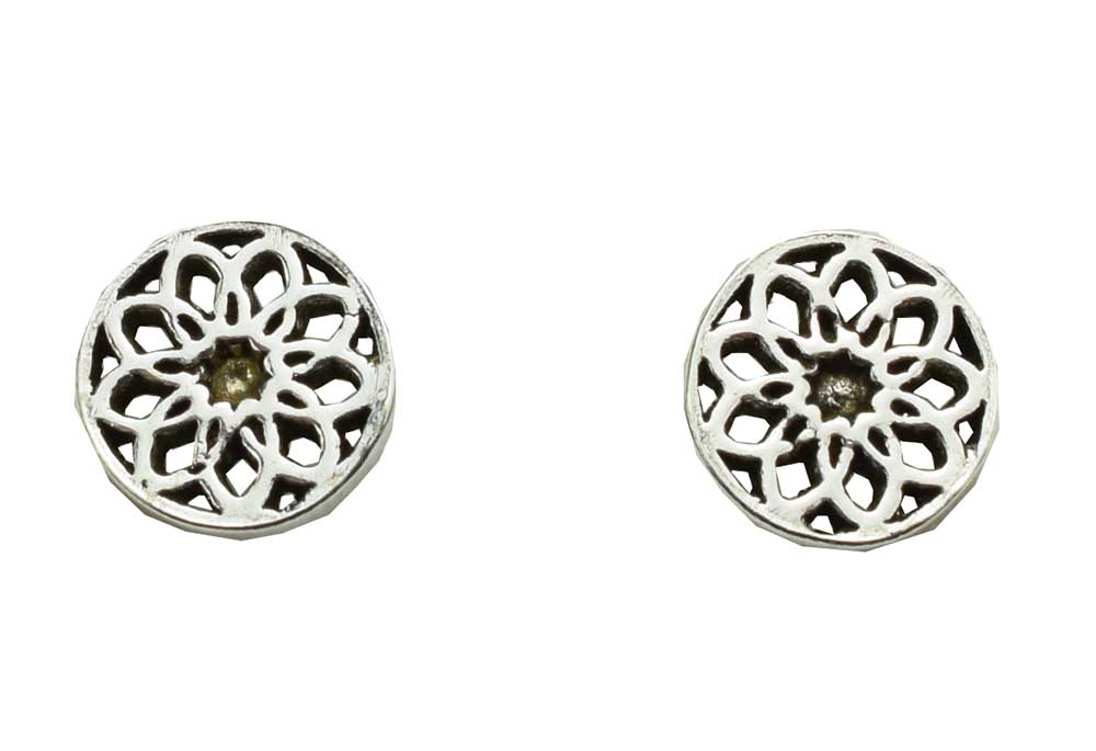Silver Earring Stud Flower