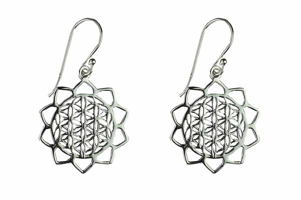 Silver Earring Flower Of Life