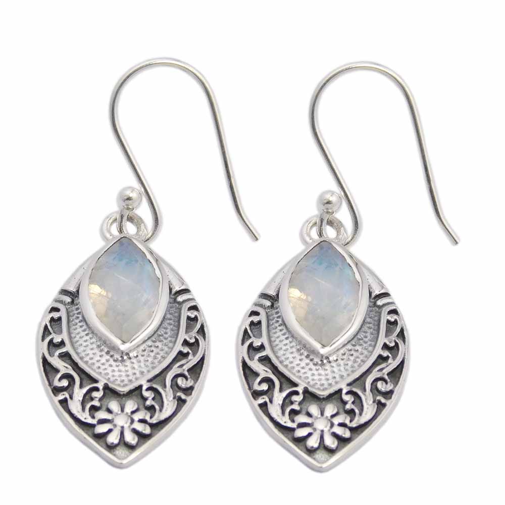 Silver Earring Rainbow Stone