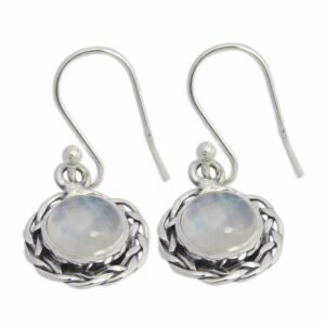 Silver Earring Rainbow Stone