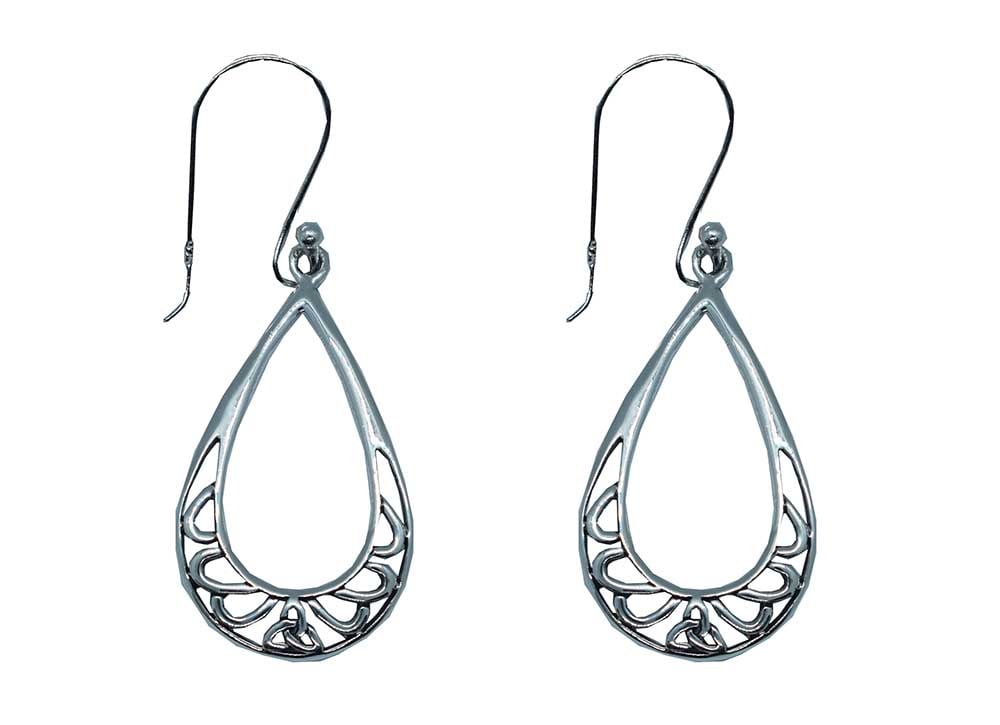 Silver Earring Oval Triquetra