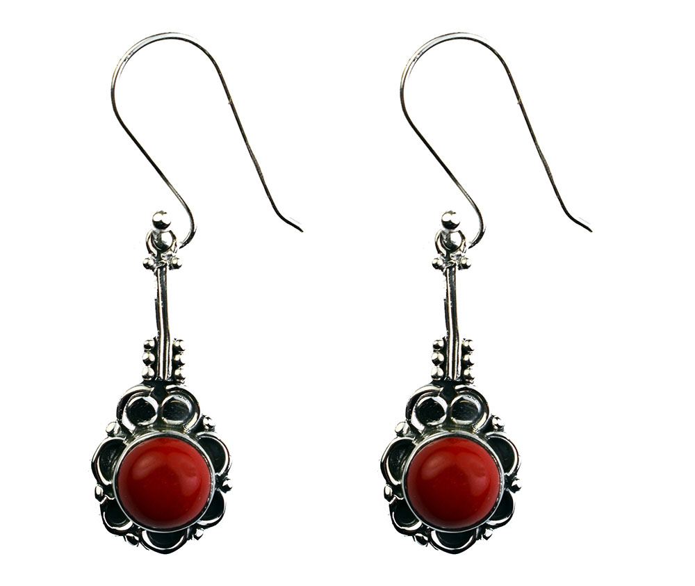 Silver Earring Circle Coral