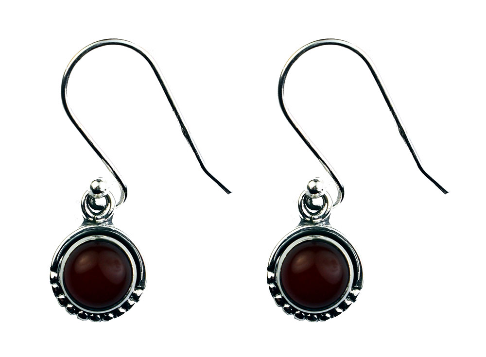 Silver Earring Circle Carnelia