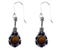 Silver Earring Circle Tiger Eye