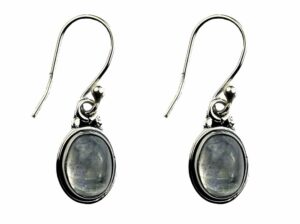 Silver Earring Oval Rainbow