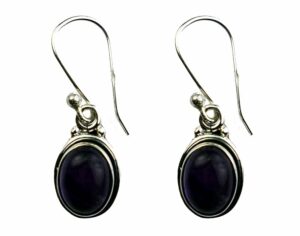Silver Earring Oval Amethyst